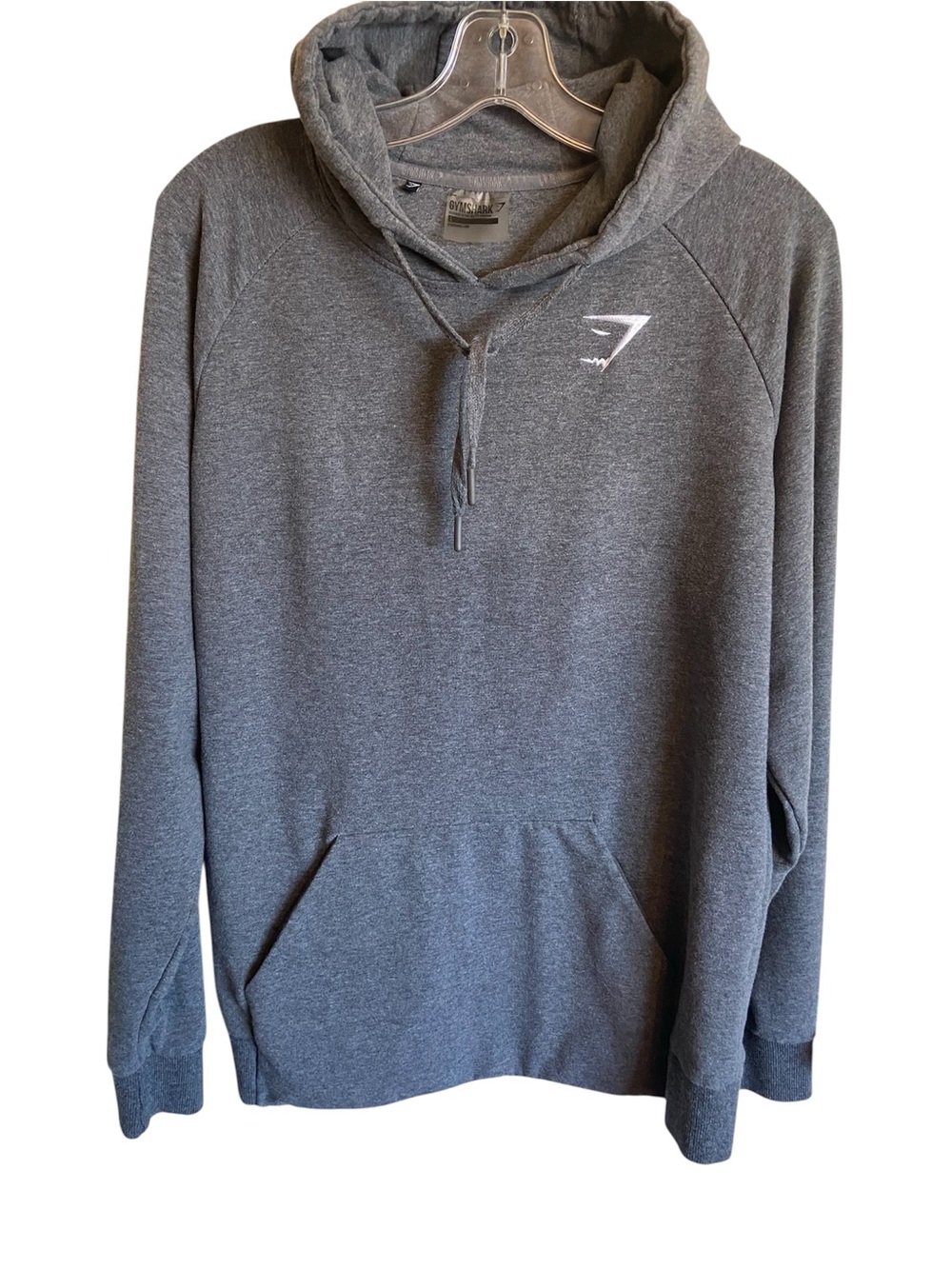 Gymshark men’s dark grey long sleeve hoodie with kangaroo pockets size large